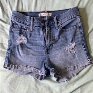 Abercrombie Light Wash Distressed Denim Shorts